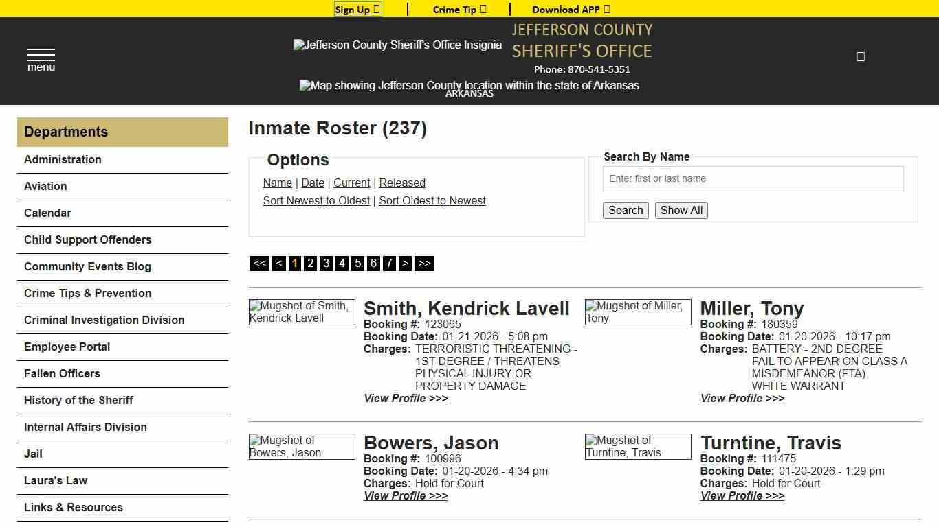 Inmate Roster - Current Inmates Booking Date Descending - Jefferson County Sheriff AR